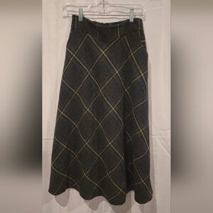 Women’s Dark Green Plaid A-Line Skirt